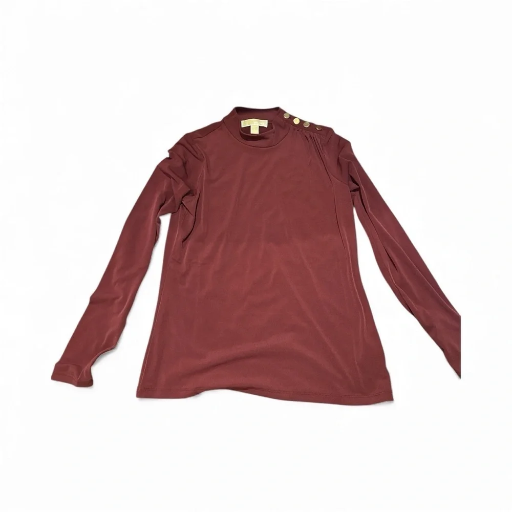 MICHAEL KORS Elegant Maroon Long Sleeve Top